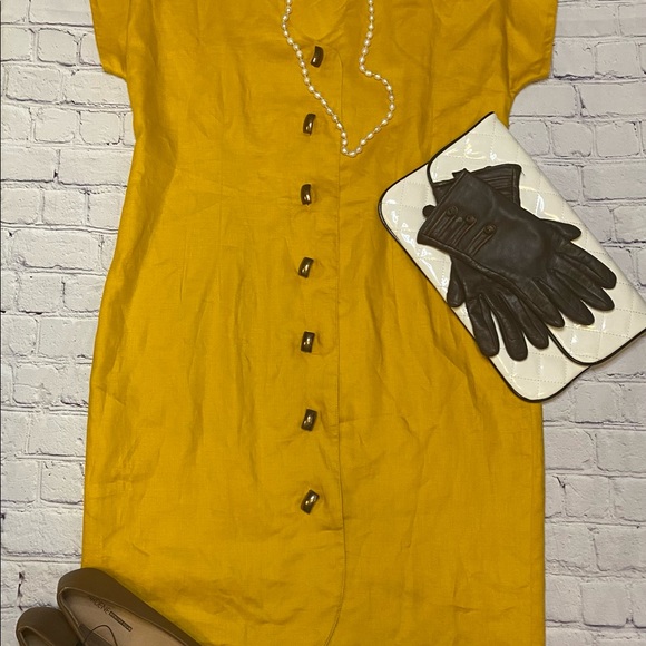 VINTAGE MUSTARD YELLOW DRESS - Picture 6 of 6